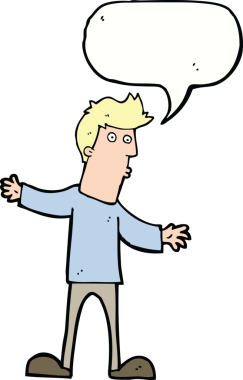 Bir insan tarafından çizilmiş konuşma baloncuğu olan meraklı bir adam.