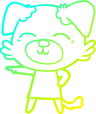 Bir insan tarafından çizilmiş bir çizgi film köpeği çizimi.