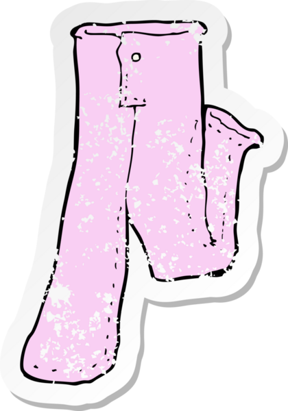 Bir insan tarafından çizilmiş pembe bir pantolonun gerilimli çıkartması.