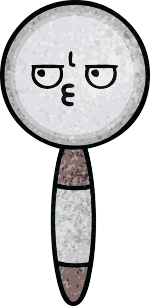 Bir insan tarafından çizilmiş bir büyüteçin retro grunge desen karikatürü