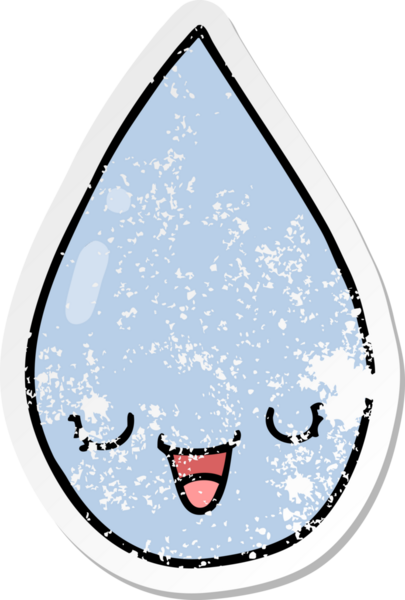 Bir insan tarafından çizilmiş karikatür yağmur damlasının sıkıntılı etiketi