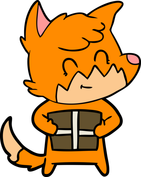 Bir insan tarafından çizilmiş, çizgi film dostu tilki.