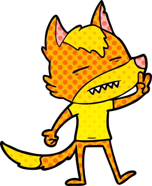 Bir insan tarafından çizilmiş tilki çizgi film karakteri