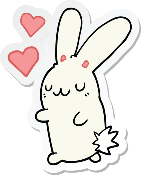 Bir insan tarafından çizilmiş çizgi film tavşanı çıkartması.