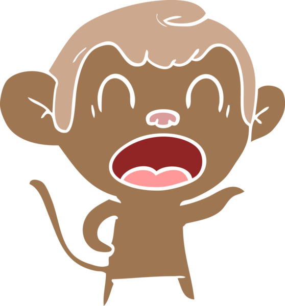 Bir insan tarafından çizilmiş düz renkli çizgi film maymunu