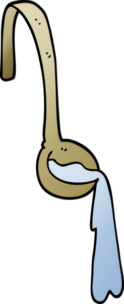 Bir insan tarafından çizilmiş yemek kepçesi.