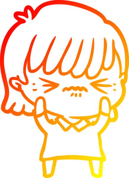 Bir insan tarafından çizilmiş kızgın bir çizgi film kızı çizimi.