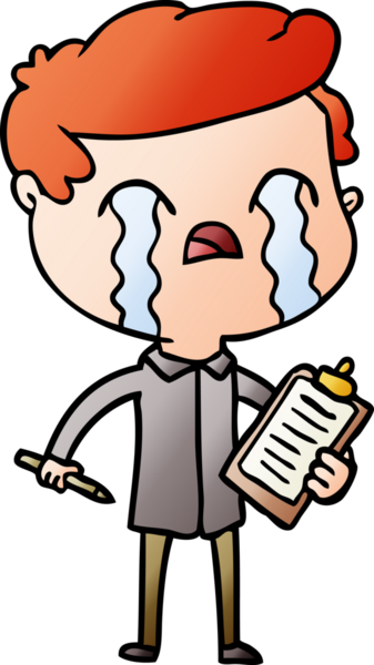 Bir insan tarafından çizilmiş ağlayan bir çizgi film satıcısı.