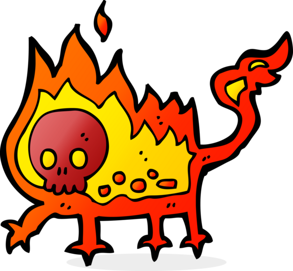 Bir insan tarafından çizilmiş küçük ateş şeytanı.