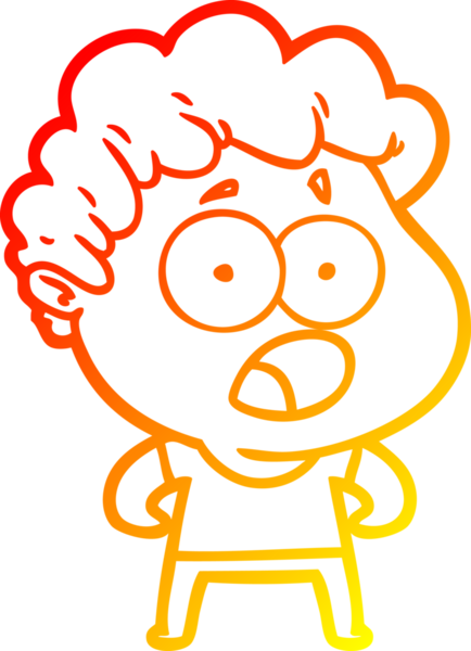 Bir insan tarafından şaşırtılarak çizilen çizgi film karakterinin sıcak çizgi çizimi.