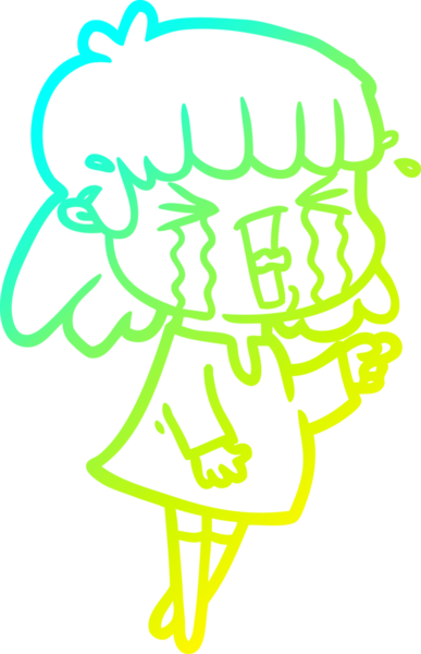 Bir insan tarafından çizilmiş göz yaşları içinde bir çizgi film kadını çizimi.