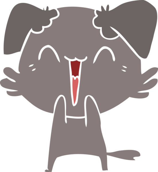 Mutlu küçük köpek düz renkli çizgi film bir insan tarafından çizildi.