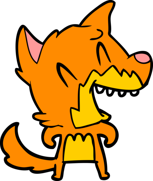 Bir insan tarafından çizilmiş gülen tilki çizgi filmi.