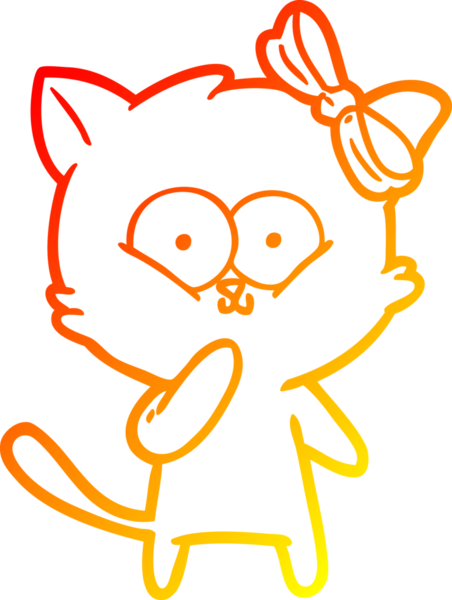 Bir insan tarafından çizilmiş çizgi film kedisinin sıcak çizgi çizimi