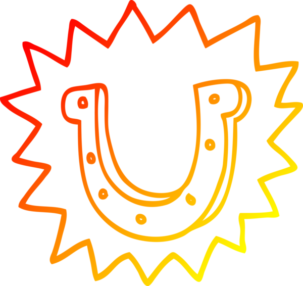 Bir insan tarafından çizilmiş şanslı at nalı çizgi çizimi.