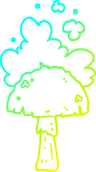 Bir insan tarafından çizilmiş spor bulutlu bir mantarın soğuk gradyan çizimi