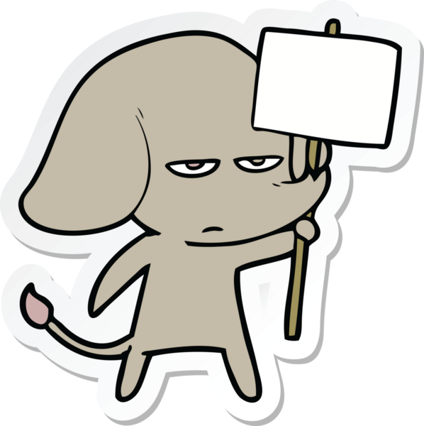 Bir insan tarafından çizilmiş kızgın bir filin çıkartması.