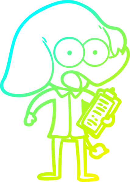 Bir insan tarafından çizilmiş şirin bir filin soğuk gradyan çizgisi