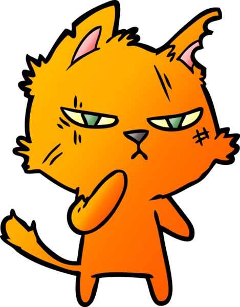 Bir insan tarafından çizilmiş sert çizgi film kedisi.