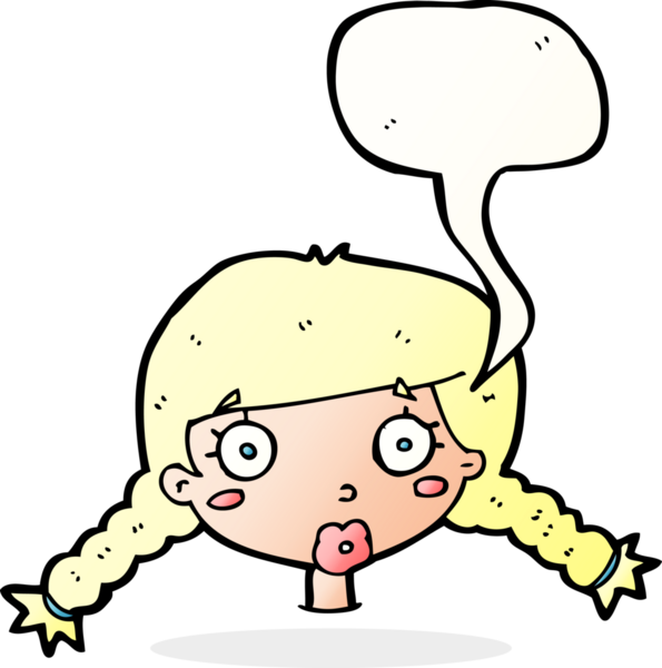 Bir insan tarafından çizilmiş konuşma baloncuğuyla kafası karışmış kadın yüzü.