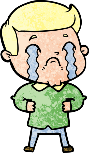 Bir insan tarafından çizilmiş ağlayan çizgi film adamı.