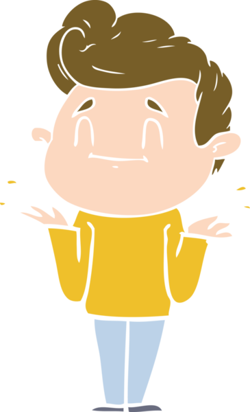 Bir insan tarafından çizilen mutlu düz renkli çizgi film adamı.