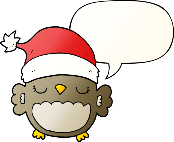 Bir insan tarafından çizilmiş hoş bir noel baykuşu konuşma baloncuğu ile