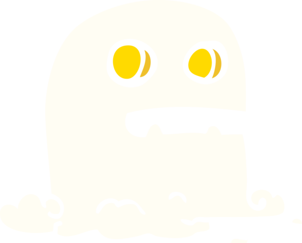 Bir insan tarafından çizilmiş düz renkli karikatür, ürkütücü hayalet.