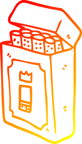 Bir insan tarafından çizilmiş bir paket sigaranın sıcak çizgi çizimi