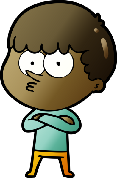 Bir insan tarafından çizilmiş meraklı bir çocuk.