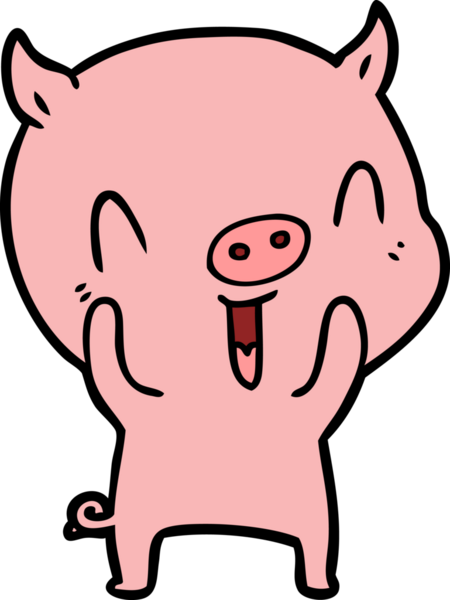 Bir insan tarafından çizilmiş mutlu çizgi film domuzu.