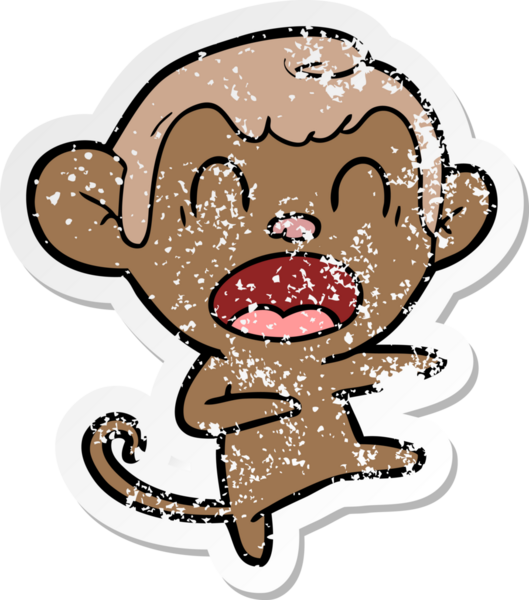 Bir insan tarafından çizilmiş bağıran çizgi film maymunu çıkartması.