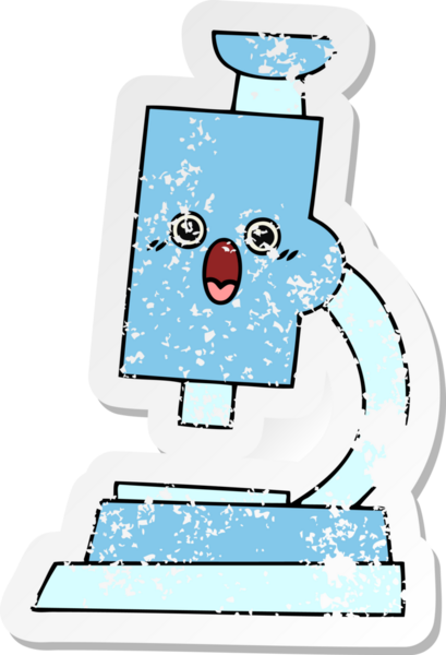 Bir insan tarafından çizilmiş sevimli bir mikroskobun sıkıntılı çıkartması.