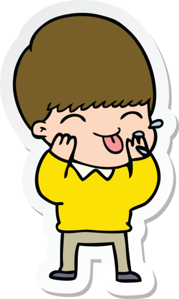 Bir insan tarafından çizilmiş ahududu üfleyen çizgi film çocuğunun çıkartması.