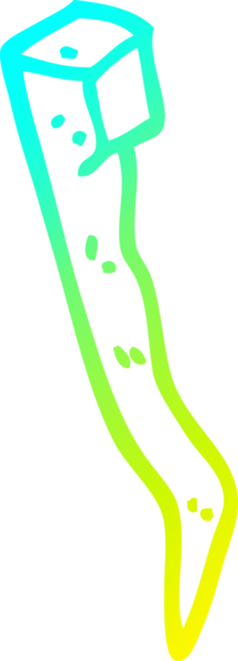 Bir insan tarafından çizilmiş eski bir demir çivinin soğuk gradyan çizimi