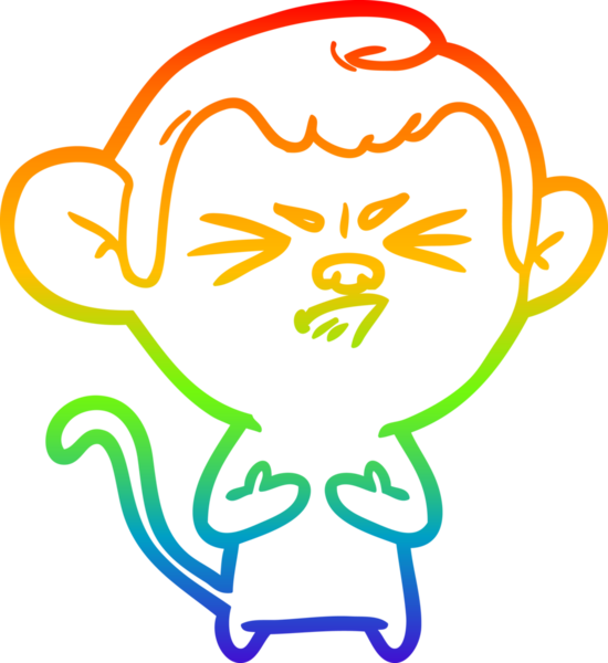 Gökkuşağı gradyan çizgi çizimi bir insan tarafından çizilmiş sinir bozucu bir maymun