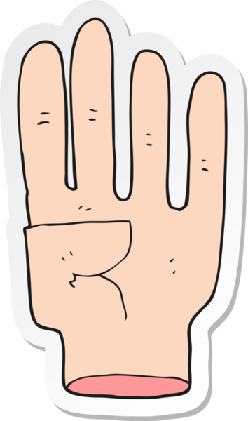 Bir insan tarafından çizilmiş bir karikatür elin çıkartması.