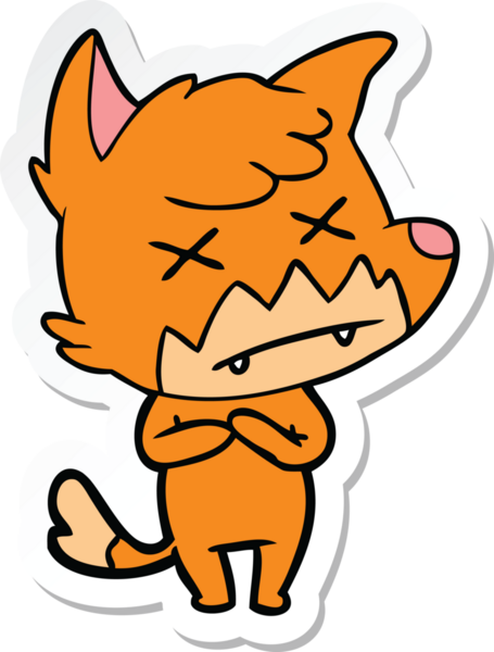 Bir insan tarafından çizilmiş şaşı tilkinin çıkartması.