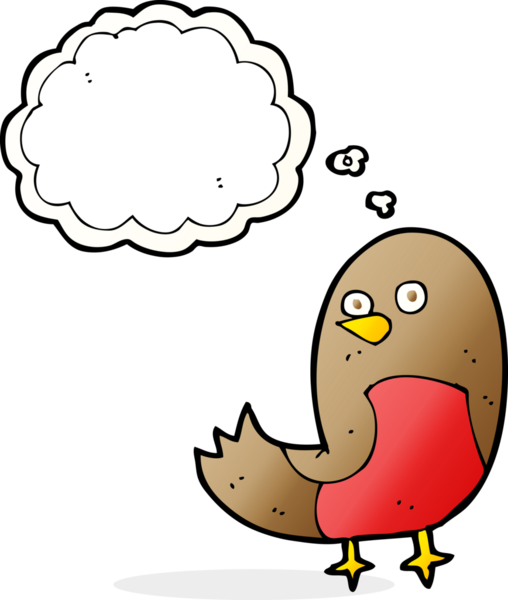 Bir insan tarafından çizilmiş düşünce balonlu çizgi robin.