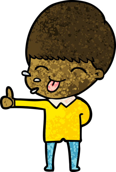 Bir insan tarafından çizilmiş mutlu çizgi film çocuğu.