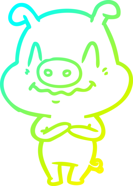 Bir insan tarafından çizilmiş bir domuz çizgi filminin soğuk gradyanı.