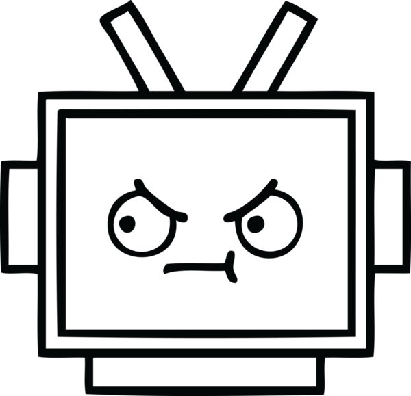 Bir insan tarafından çizilmiş robot kafasının çizgi çizimi