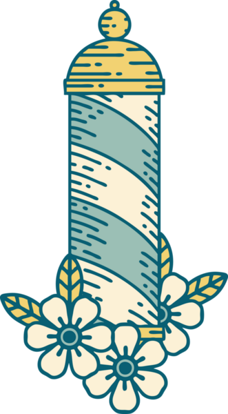 Bir insan tarafından çizilmiş bir berber direğinin sembolik dövmesi.