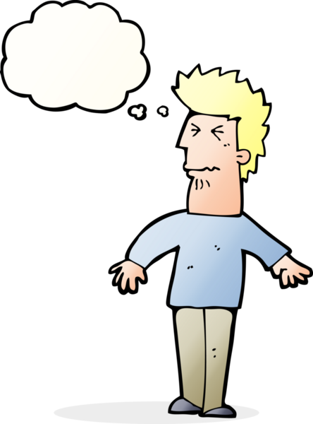 Bir insan tarafından çizilmiş düşünce baloncuğu olan stresli bir adam.