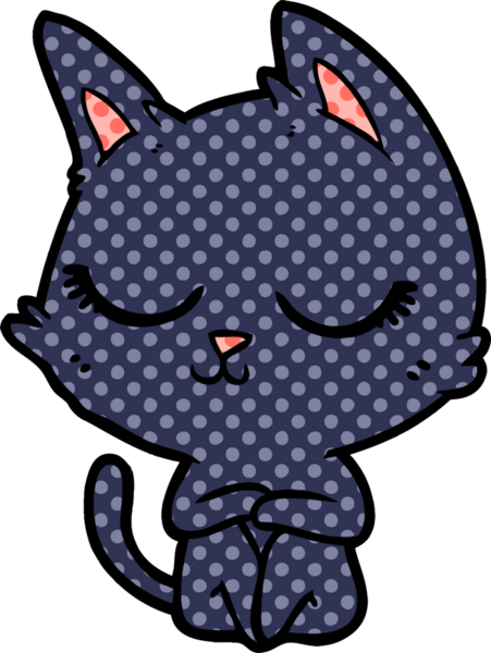 Bir insan tarafından çizilmiş sakin çizgi film kedisi.