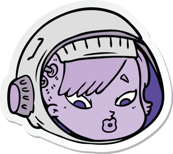 Bir insan tarafından çizilmiş bir astronot suratının çıkartması.