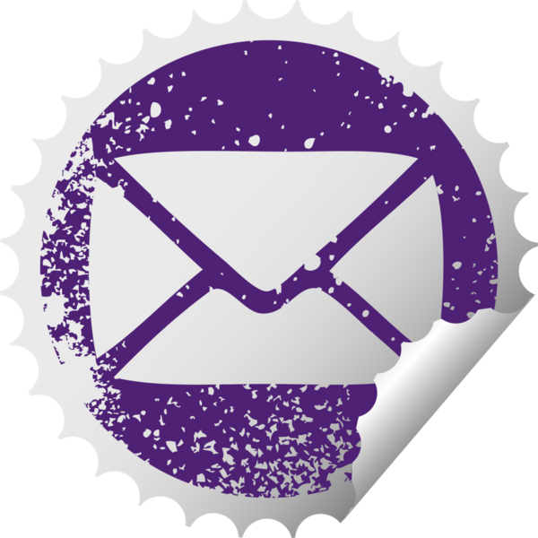 Bir insan tarafından çizilen kağıt zarfın çizilmiş dairesel kabuk soyma etiketi.