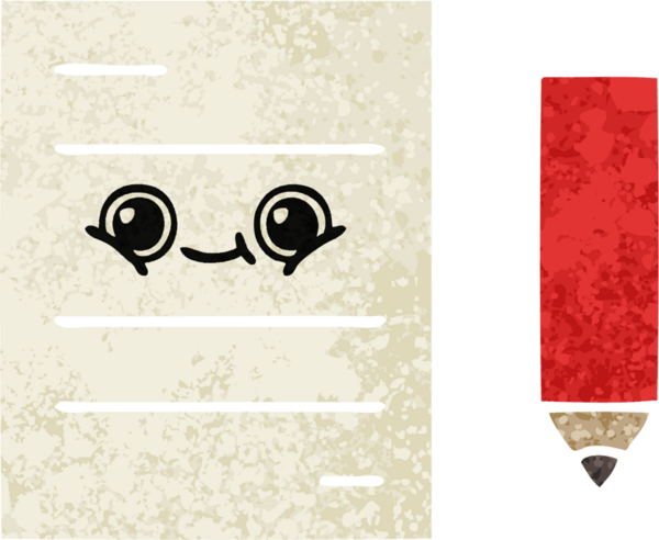 Bir insan tarafından çizilmiş bir test kağıdının retro çizim stili karikatürü