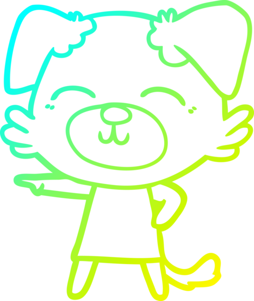 Bir insan tarafından çizilmiş bir çizgi film köpeği çizimi.