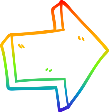 gökkuşağı gradyan çizgi çizimi bir insan tarafından çizilmiş kırmızı ok